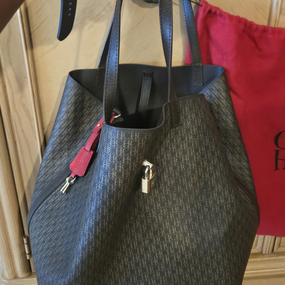 Carolina Herrera Brown and Red Tote Bag - Picture 3 of 4